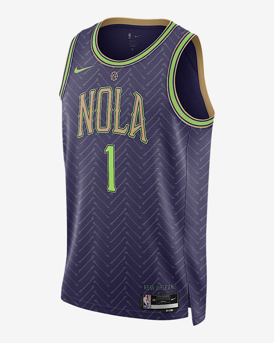 Unisex Nike Zion Williamson Purple New Orleans Pelicans 2024 25 Swingman Player Jersey City Edition Size Medium